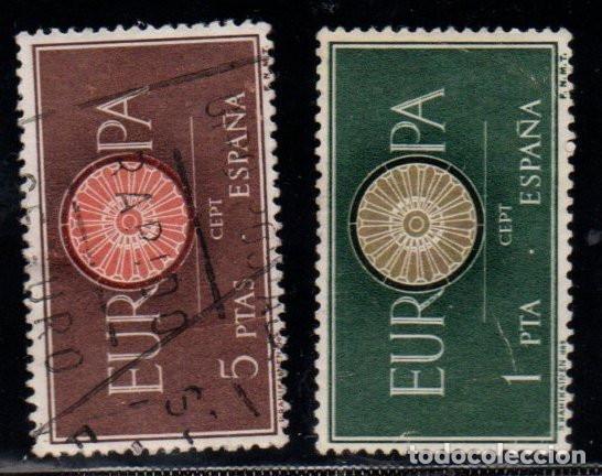Sellos: SERIE SELLOS ESPA&Ntilde;A A&Ntilde;O 1960 EUROPA USADO EDIFIL N&ordm; 1294-95