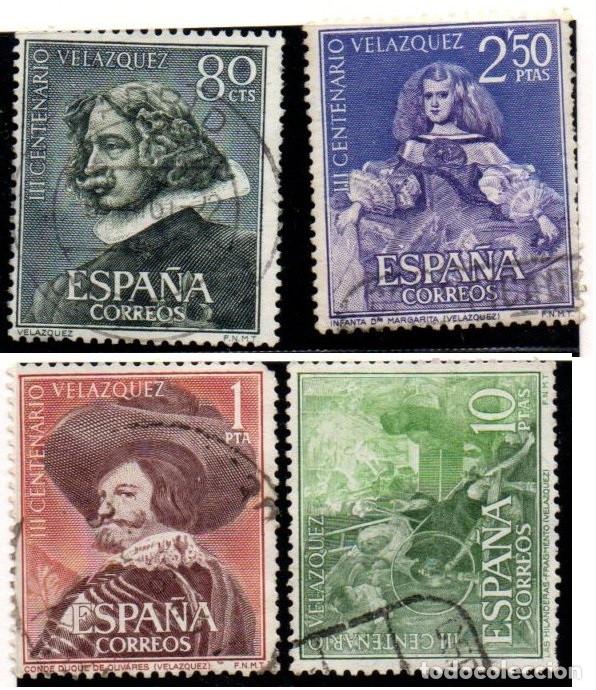 Sellos: SERIE SELLOS ESPA&Ntilde;A A&Ntilde;O 1961 CENTENARIO VELAZQUEZ USADOS EDIFIL N&ordm; 1340-43