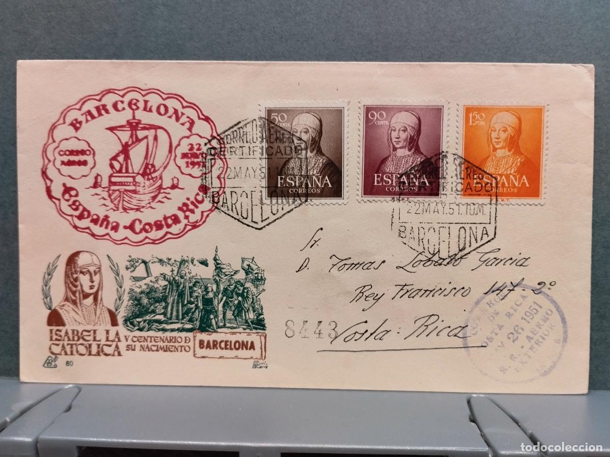 Timbres: EDIFIL 1092-94-95. ISABEL LA CATOLICA. CON MATASELLOS GOMIS ESPA&Ntilde;A-COSTA RICA. 8 MARCAS POSTALES..