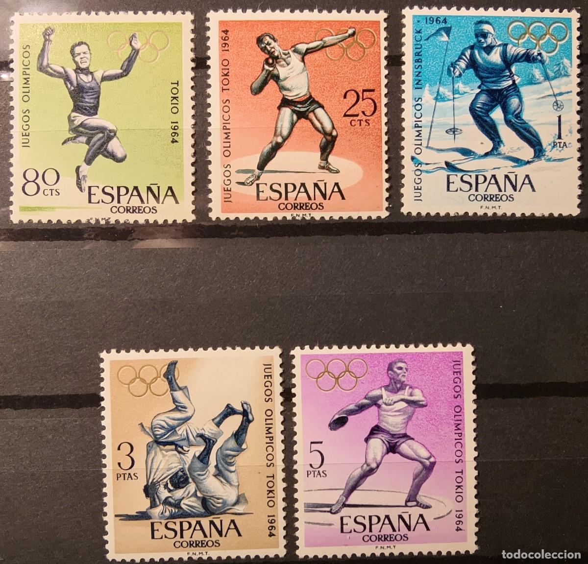 Sellos: Sellos. Edifil 1617/1621. Juegos Ol&iacute;mpicos de Innsbruck y Tokio. 1964.