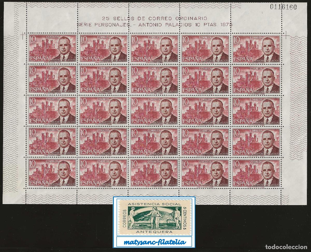 Sellos: ESPA&Ntilde;A 1975. EDIFIL 2242 PLIEGODE 25 &rdquo;PERSONAJES ESPA&Ntilde;OLES. ANTONIO PALACIOS&rdquo; MNH***
