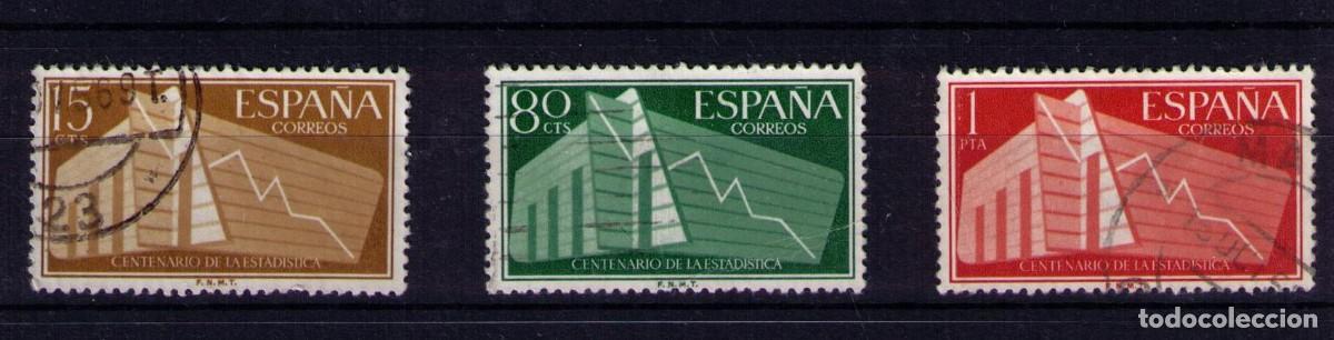 Stamps: Sellos de Espa&ntilde;a A&ntilde;o 1956 Centenario Estad&iacute;stica Espa&ntilde;ola Sellos nuevos N&ordm; Edifil 1196/98
