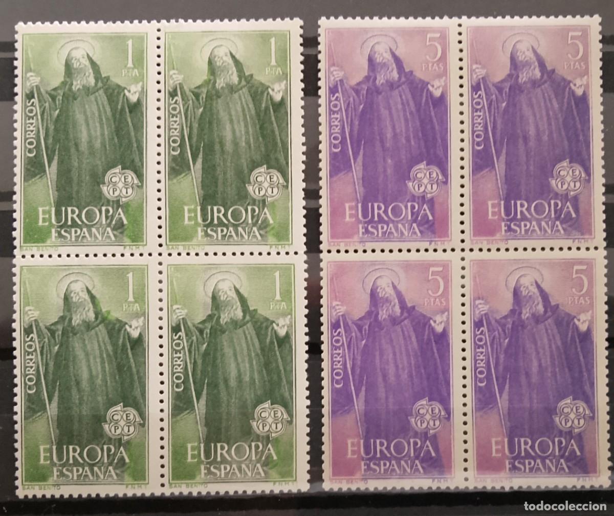 Timbres: Sellos en bloque de 4. Edifil 1675/1676. Europa (VI Serie). San Benito. 1965.