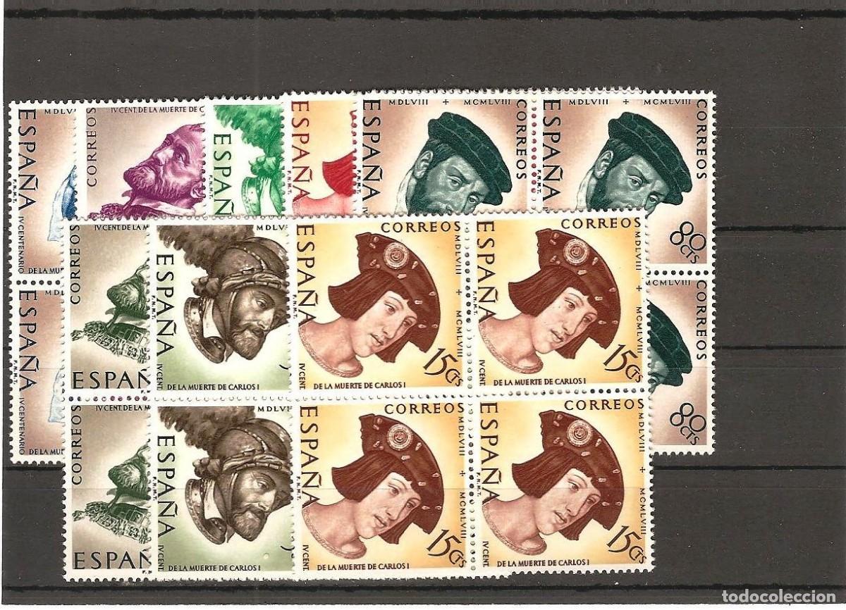 Francobolli: Sellos de Espa&ntilde;a A&ntilde;o 1958 Carlos I , sellos nuevos ** en bloque de 4 N&ordm; Edifil 1224/31