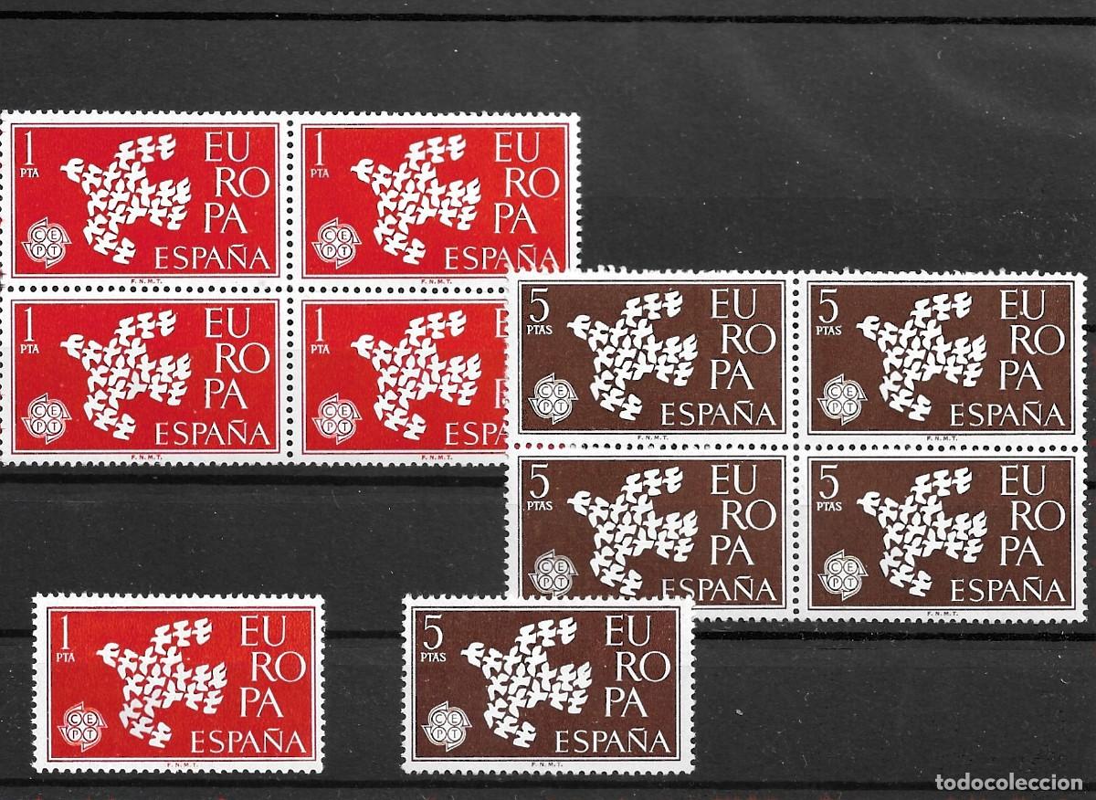 Sellos: Sellos de Espa&ntilde;a A&ntilde;o 1960 Europa Sellos nuevos** en bloque de 4 + 1 N&ordm; Edifil 1294/95