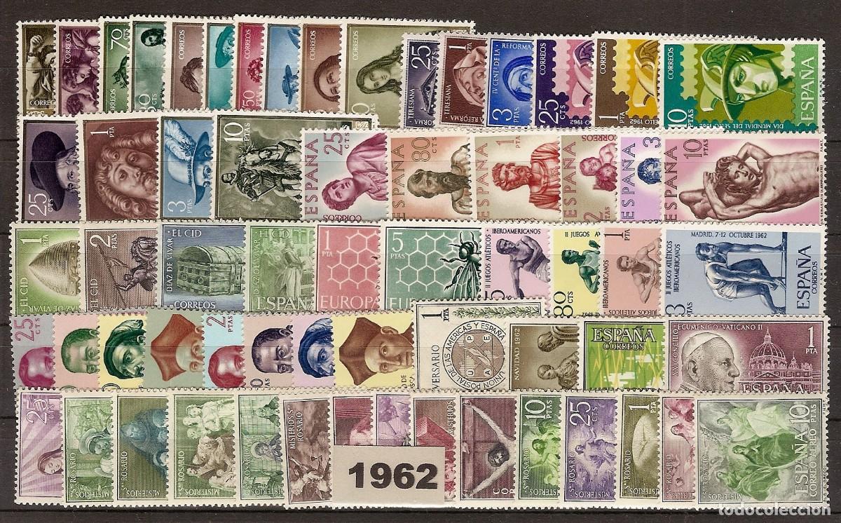 Sellos: Espa&ntilde;a segundo centenario 1962 ** 63 sellos sin Escudos