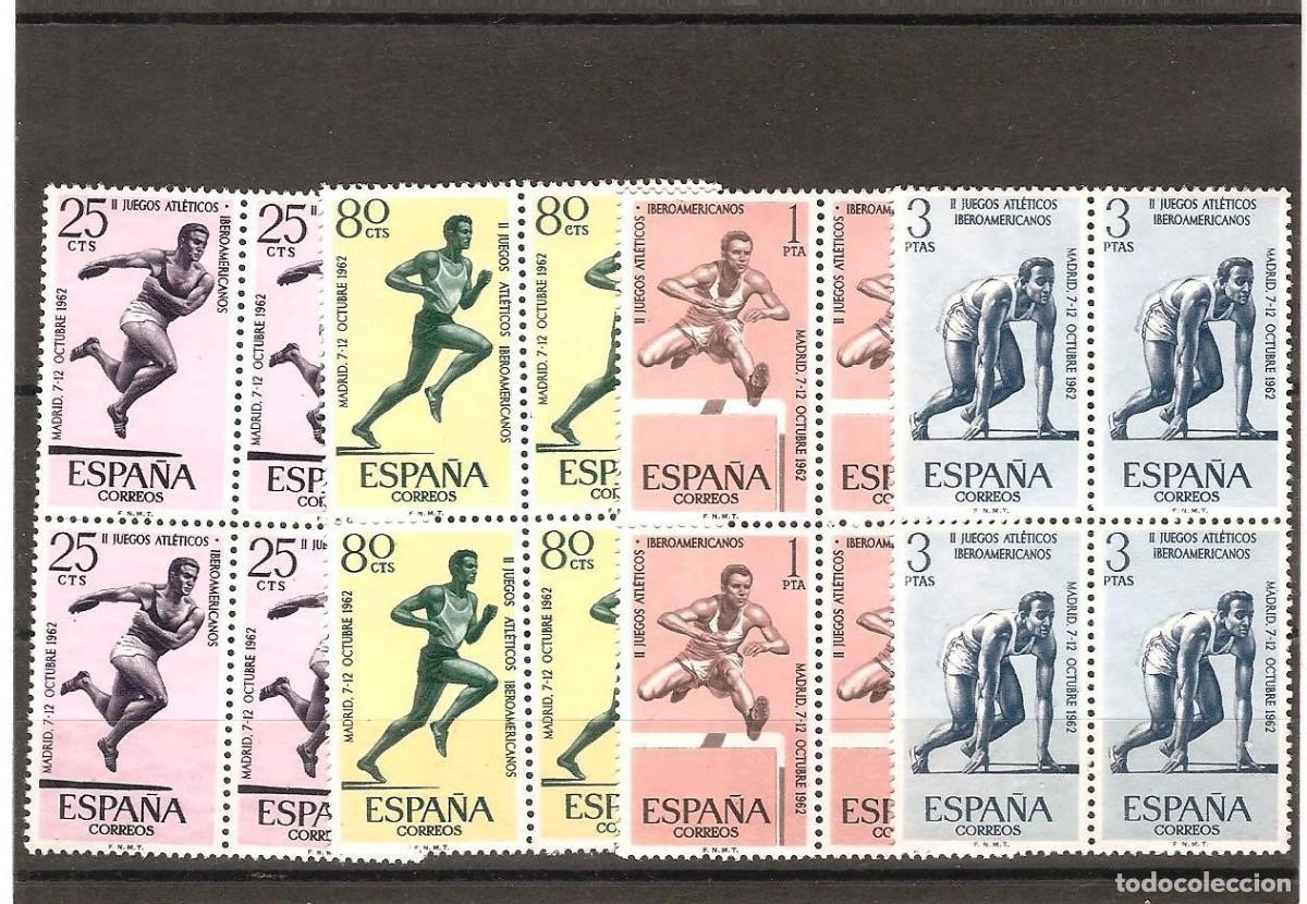 Sellos: Sellos de Espa&ntilde;a A&ntilde;o 1962 Juegos Iberoameric&aacute;nos Sellos nuevos** en bloque de 4 + 1