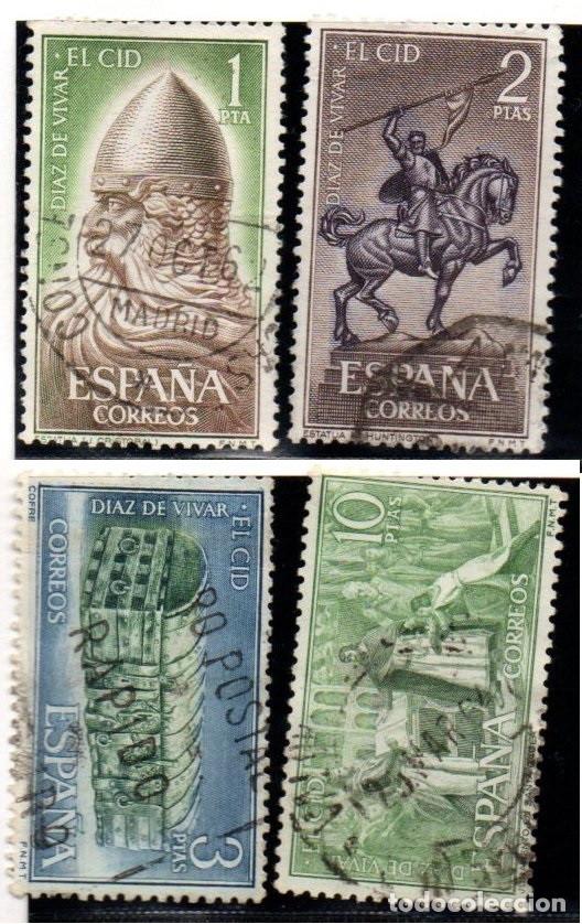 Sellos: SERIE SELLOS ESPA&Ntilde;A A&Ntilde;O 1962 EL CID USADO EDIFIL N&ordm; 1444-47