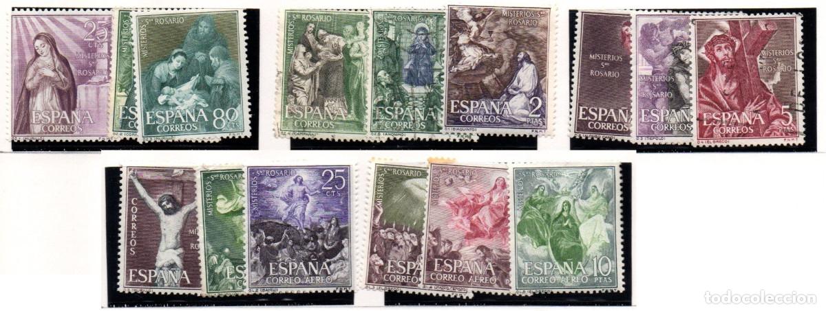 Sellos: SERIE SELLOS ESPA&Ntilde;A A&Ntilde;O 1962 SANTO ROSARIO USADOS EDIFIL N&ordm; 1463-77 COMPLETA