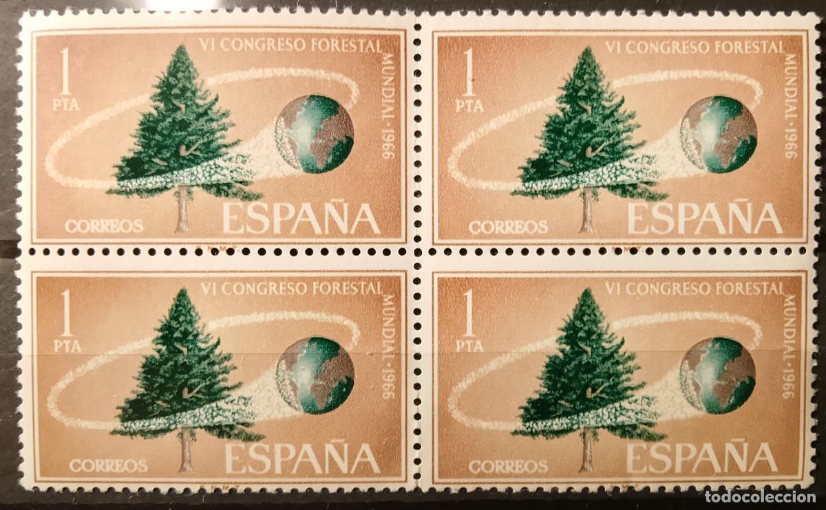 Sellos: Sellos en bloque de 4. Edifil 1736. VI Congreso Forestal Mundial. 1966.