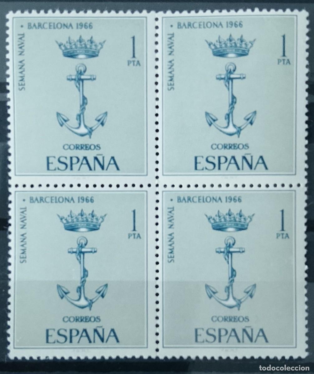 Francobolli: Sellos en bloque de 4. Edifil 1737. Semana Naval en Barcelona. 1966.