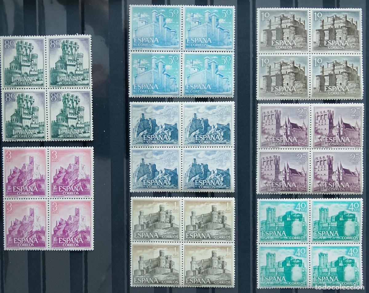 Stamps: Sellos en bloque de 4. Edifil 1738/1745. Castillos de Espa&ntilde;a (I Serie). 1966.