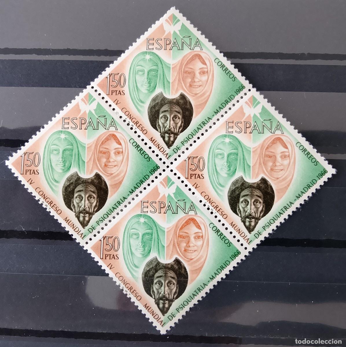 Timbres: Sellos en bloque de 4. Edifil 1746. IV Congreso Mundial de Psiquiatr&iacute;a en Madrid. 1966.