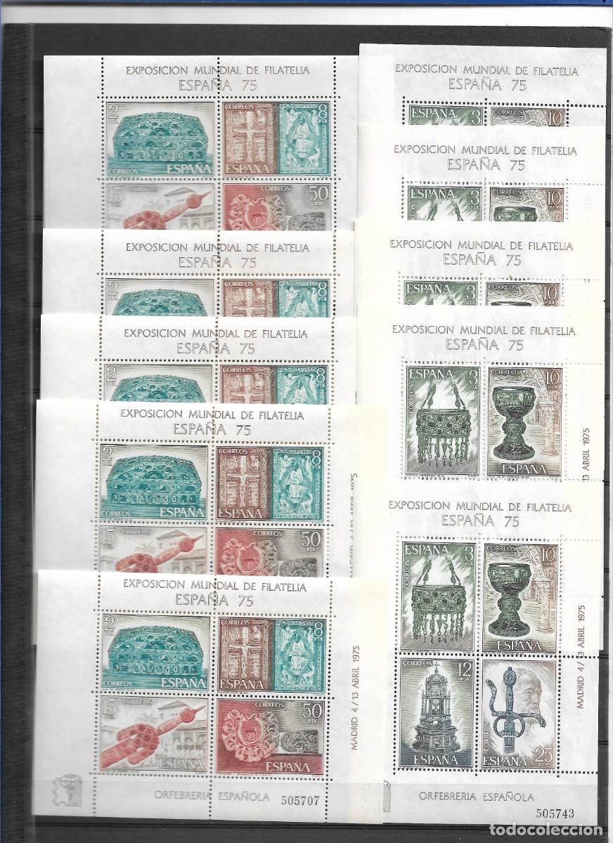 Sellos: Sellos de Espa&ntilde;a A&ntilde;o 1975 Expo Mundial Filatelia Espa&ntilde;a 75 , 5 juegos de HB nuevas**