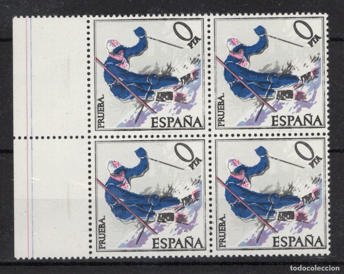 Sellos: Sellos Espa&ntilde;a a&ntilde;o 1977 prueba de valor 0 bloque de 4