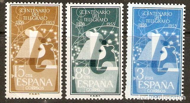 Sellos: 1955 CENTENARIO DEL TELEGRAFO EDIFIL 1180/2** SIN FIJASELLOS