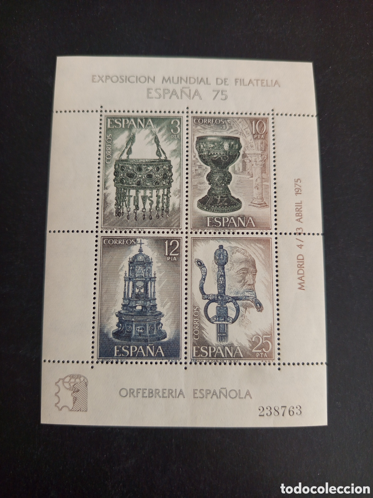 Sellos: Espa&ntilde;a, 1975. Exposici&oacute;n Mundial Filatelia: orfebrer&iacute;a. Edifil 2252-3. Completa. Pedido m&iacute;nimo 3 &euro;