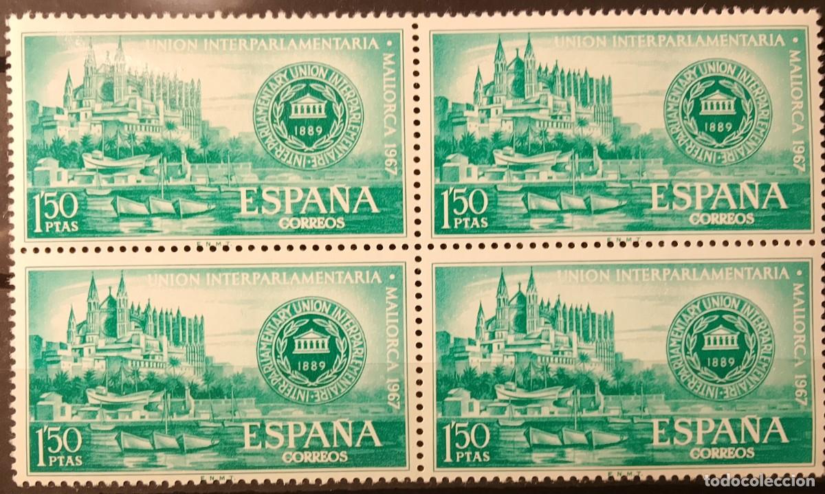 Sellos: Sellos en bloque de 4. Edifil 1789. Conferencia de la Uni&oacute;n Inter-Parlamentaria en Mallorca. 1967.