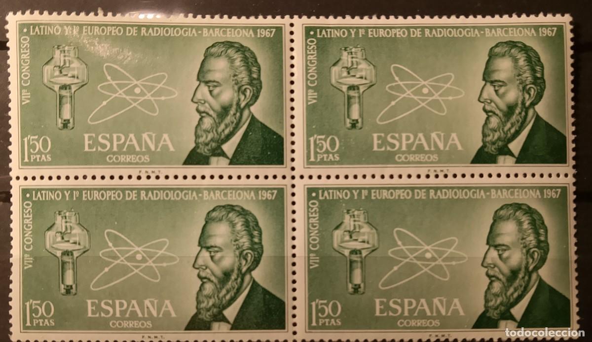 Sellos: Sellos en bloque de 4. Edifil 1790. VII Congreso Latino y Europeo de Radiolog&iacute;a en Barcelona. 1967.