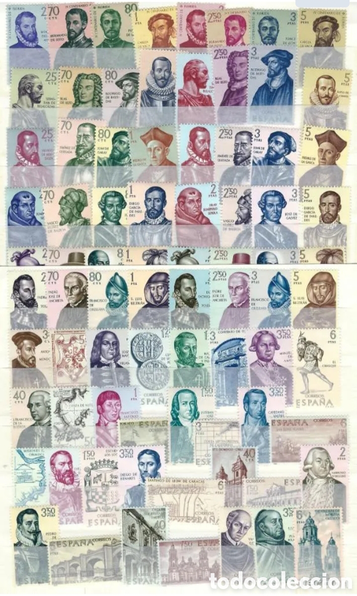 Sellos: ESPA&Ntilde;A 1960-1970 - SERIE COMPLETA DE FORJADORES DE AM&Eacute;RICA