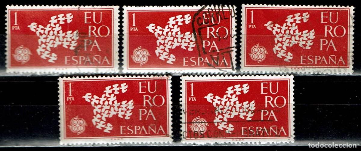 Sellos: ESPA&Ntilde;A 1961 - EDIFIL 1371 USADOS - LIQUIDACI&Oacute;N 5 SELLOS