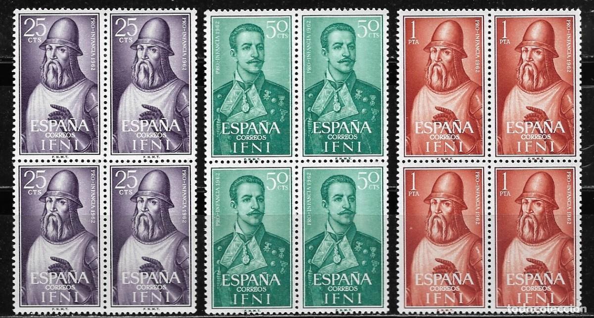 Sellos: IFNI 1962, EDIFIL 187/89 EN BLOQUE DE 4.- PRO INFANCIA. MNH.