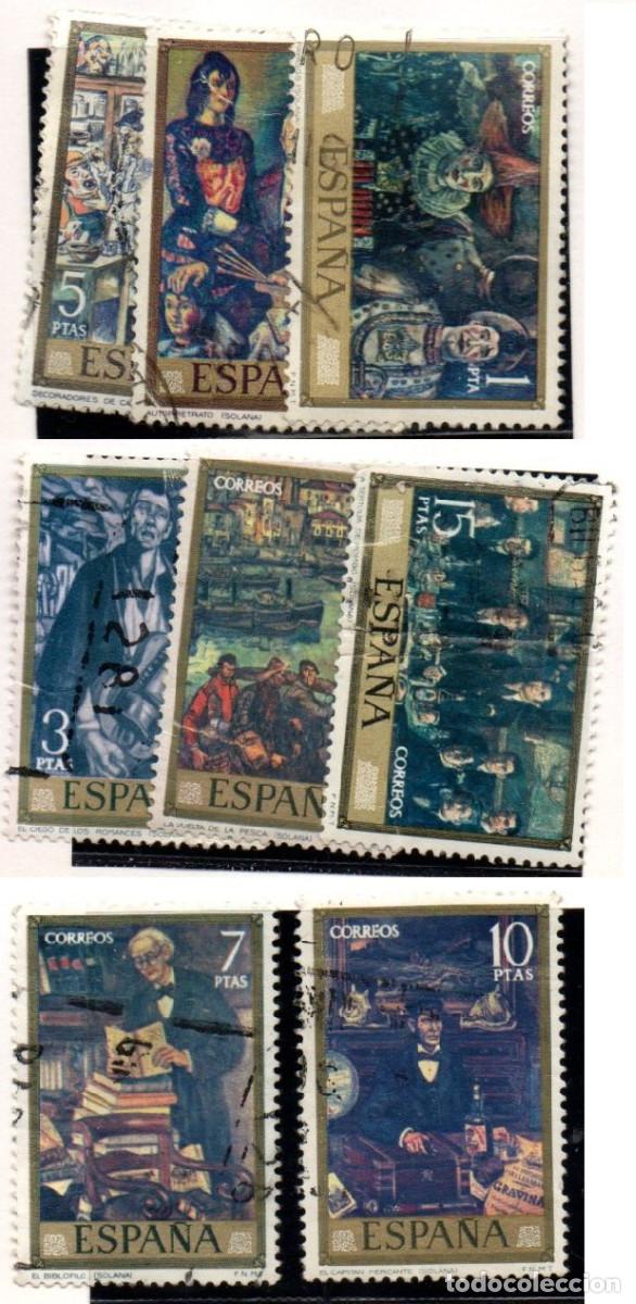 Sellos: SERIE SELLOS ESPA&Ntilde;A A&Ntilde;O 1972 PINTOR SOLANA USADOS EDIFIL2077-84 COMPLETA