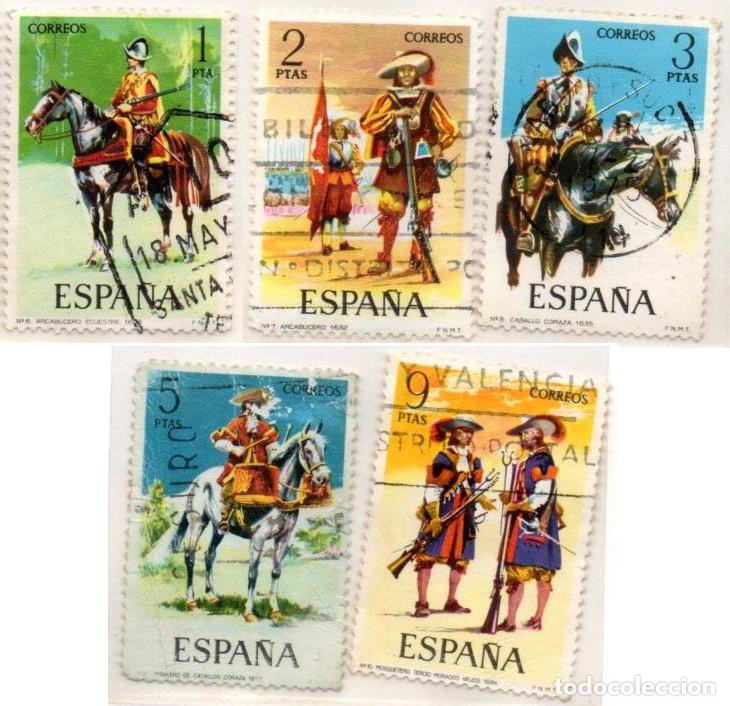 Sellos: SERIE SELLOS ESPA&Ntilde;A A&Ntilde;O 1974 UNIFORMES USADOS EDIFIL N&ordm; 2167-71 COMPLETA