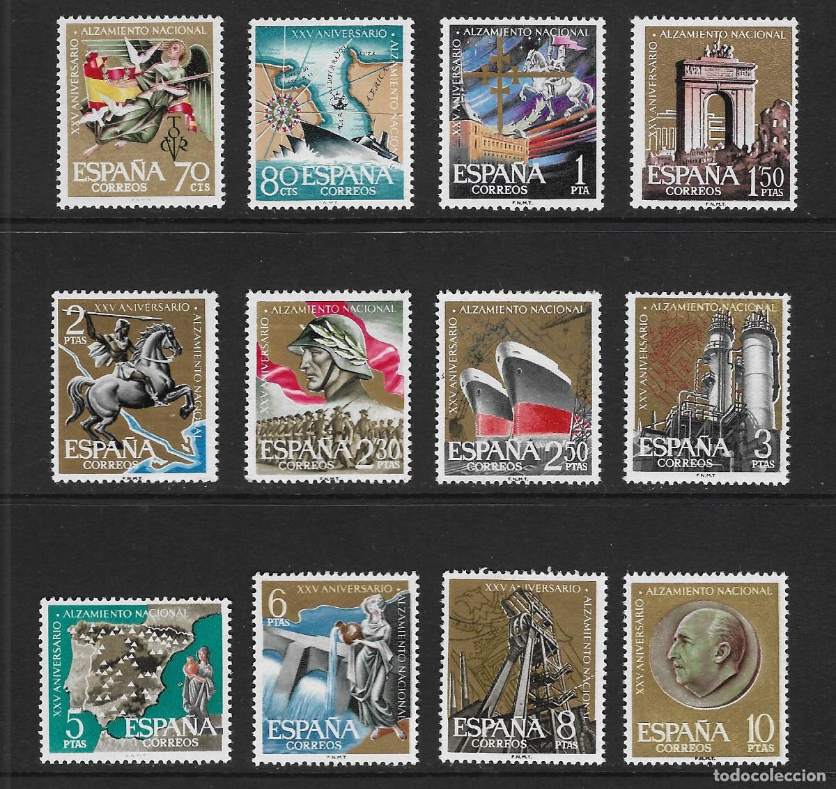 Sellos: ESPA&Ntilde;A. Edifil ns&ordm; 1353/64 nuevos y 4 sellos defectuosos
