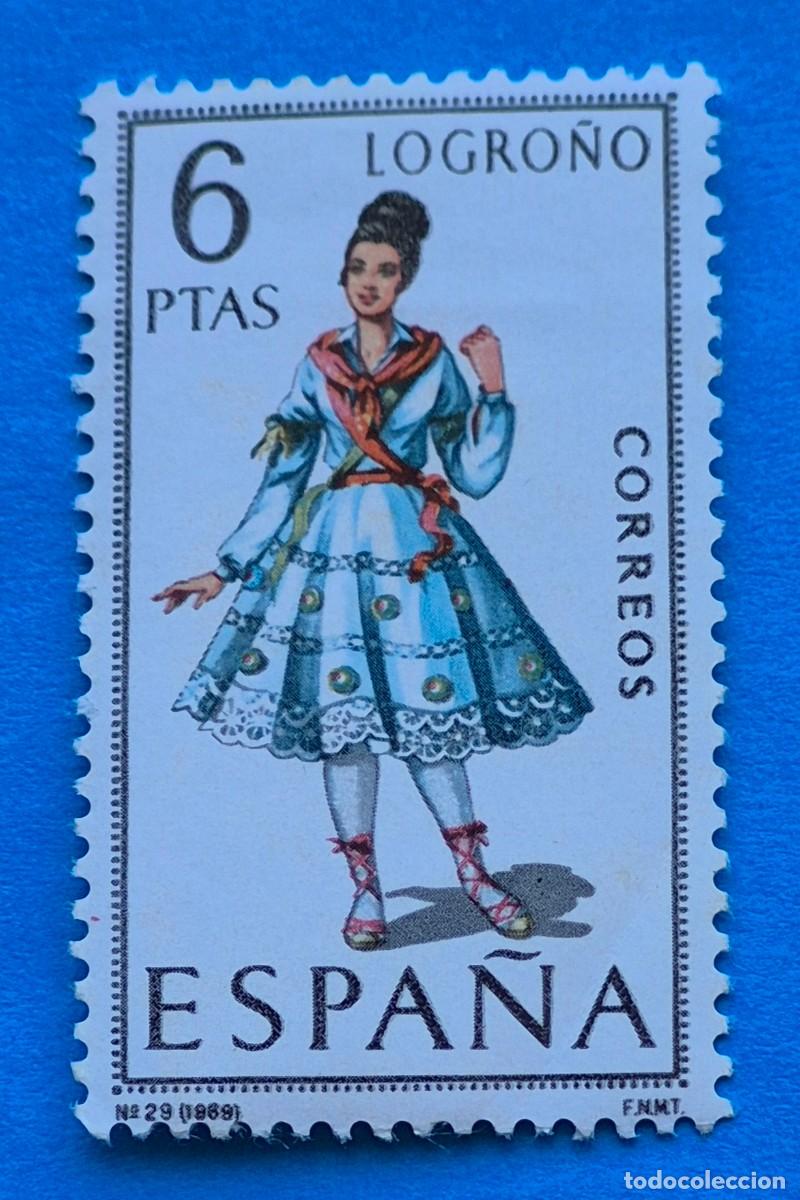 Sellos: TRAJES REGIONALES&ndash; LOGRO&Ntilde;O n&ordm; 29 - 6 pta.-ESPA&Ntilde;A 1969 -EDIFIL 1902 nuevo