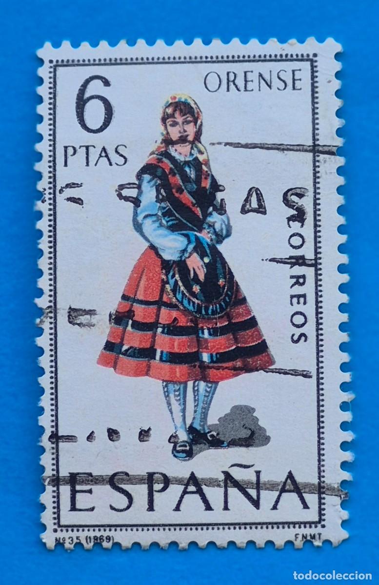 Sellos: TRAJES REGIONALES &ndash; ORENSE n&ordm; 35 - 6 pta.-ESPA&Ntilde;A 1969 -EDIFIL 1908 usado
