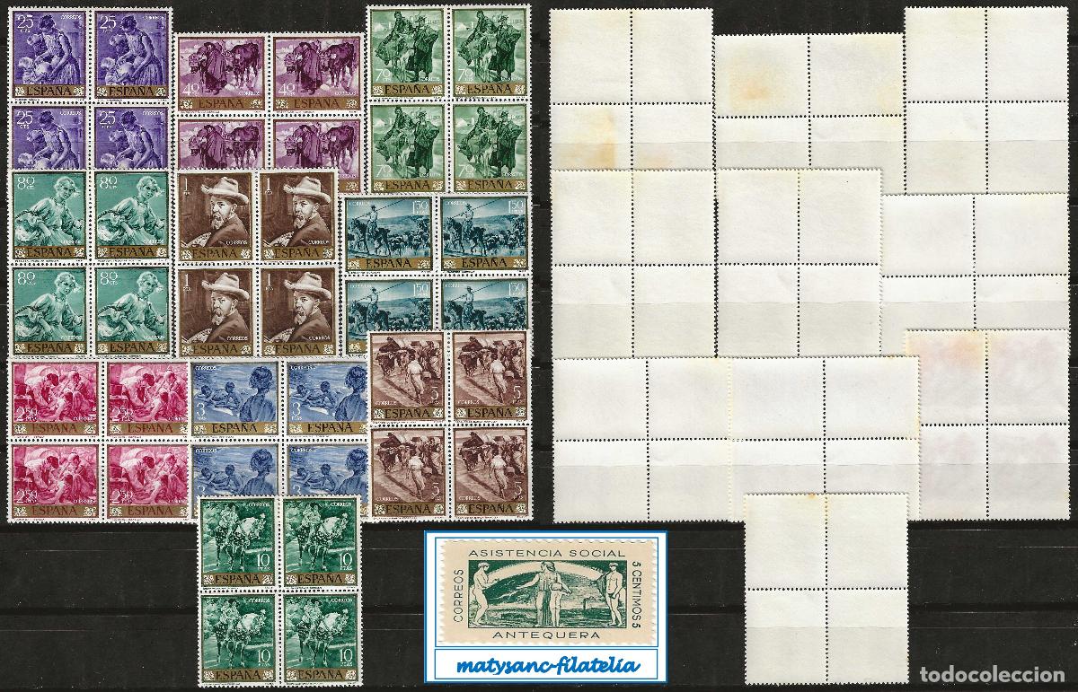 Sellos: ESPA&Ntilde;A 1964. EDIFIL 1566/1575. SERIE COMPLETA EN BLOQUE DE 4 &rdquo;JOAQU&Iacute;N SOROLLA&rdquo;. VER DESCR.