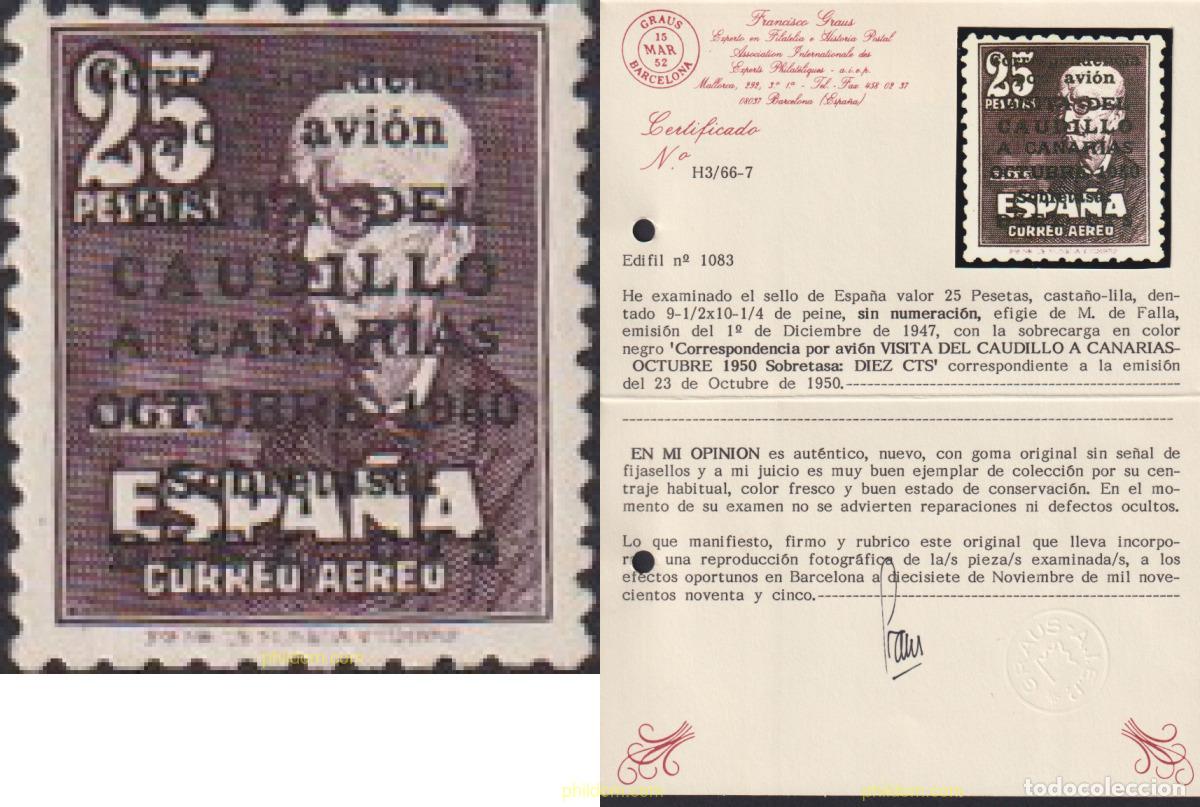 Sellos: 612648 MNH ESPA&Ntilde;A 1950 VISITA DEL CAUDILLO A CANARIAS
