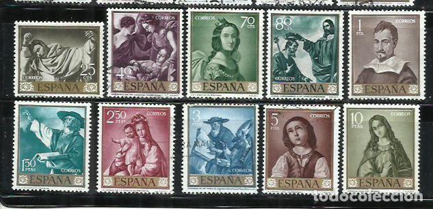 Sellos: 0415&Ntilde;-SELLOS ESPA&Ntilde;A SERIE COMPLETA 1962 PINTOR ZURBARAN 1418/1427 ARTE PINTURA
