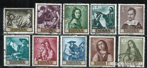 Sellos: 0415O-SELLOS ESPA&Ntilde;A SERIE COMPLETA 1962 PINTOR ZURBARAN 1418/1427 ARTE PINTURA