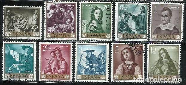 Sellos: 0415P-SELLOS ESPA&Ntilde;A SERIE COMPLETA 1962 PINTOR ZURBARAN 1418/1427 ARTE PINTURA