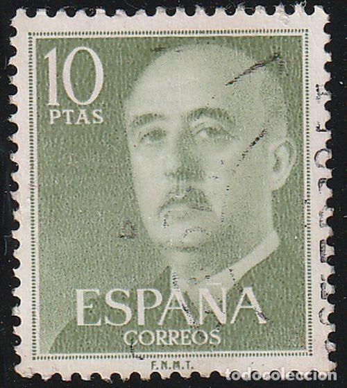 Sellos: Espa&ntilde;a 1955 Edifil 1163 Sello &ordm; General Francisco Franco Bahamonde (1892-1975) Michel 1055 Yvert 869