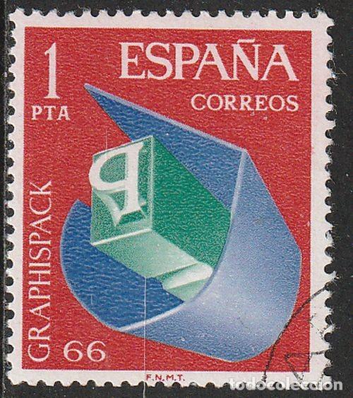 Sellos: Espa&ntilde;a 1966 Edifil 1709 Sello &ordm; GRAPHISPACK Sal&oacute;n de Artes Gr&aacute;ficas, envase y embalajes Barcelona M