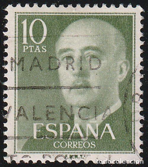 Sellos: Espa&ntilde;a 1955 Edifil 1163 Sello &ordm; General Francisco Franco Bahamonde (1892-1975) Michel 1055 Yvert 869