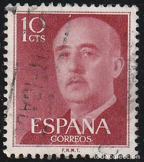 Sellos: Espa&ntilde;a 1955 Edifil 1143 Sello &ordm; General Francisco Franco Bahamonde (1892-1975) Michel 1040 Yvert 854