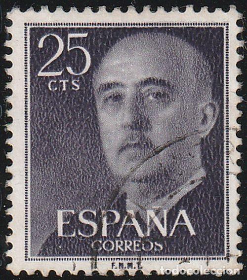 Sellos: Espa&ntilde;a 1955 Edifil 1146 Sello &ordm; General Francisco Franco Bahamonde (1892-1975) Michel 1043 Yvert 857