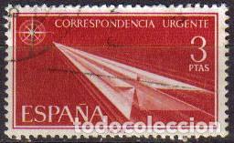 Sellos: Espa&ntilde;a 1965 Edifil 1671 Sello &ordm; Correspondencia Urgente Avion de Papel Michel 1553 Yvert E32 Spain