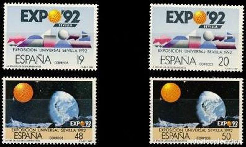 Sellos: Espa&ntilde;a 1987 Edifil 2875/76A Sellos ** Exposici&oacute;n Universal Sevilla EXPO'92 A&ntilde;o de los Descubrimiento