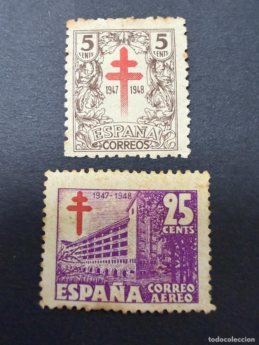 Sellos: ESPA&Ntilde;A, 1947. EDIFIL 1017 Y 1019. PRO TUBERCULOSOS. NUEVOS. CON FIJASELLOS.