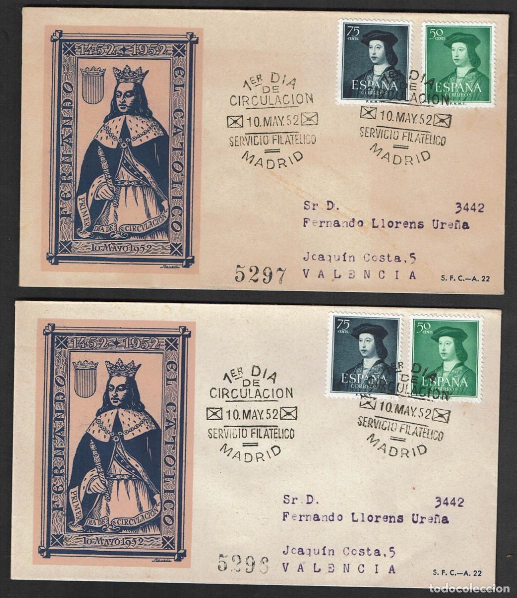 Sellos: SPD - ESPA&Ntilde;A 1952 - FDO. EL CATOLICO - EDIFIL 1106-1107