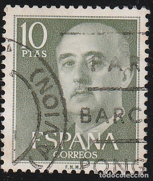 Sellos: Espa&ntilde;a 1955 Edifil 1163 Sello &ordm; General Francisco Franco Bahamonde (1892-1975) Michel 1055 Yvert 869
