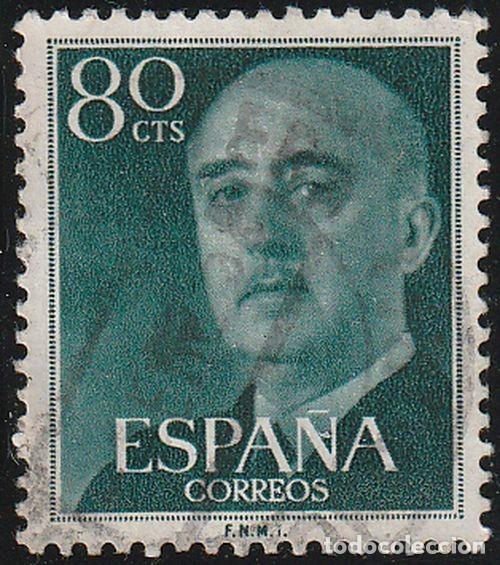 Sellos: Espa&ntilde;a 1955 Edifil 1152 Sello &ordm; General Francisco Franco Bahamonde (1892-1975) Michel 1049 Yvert 863