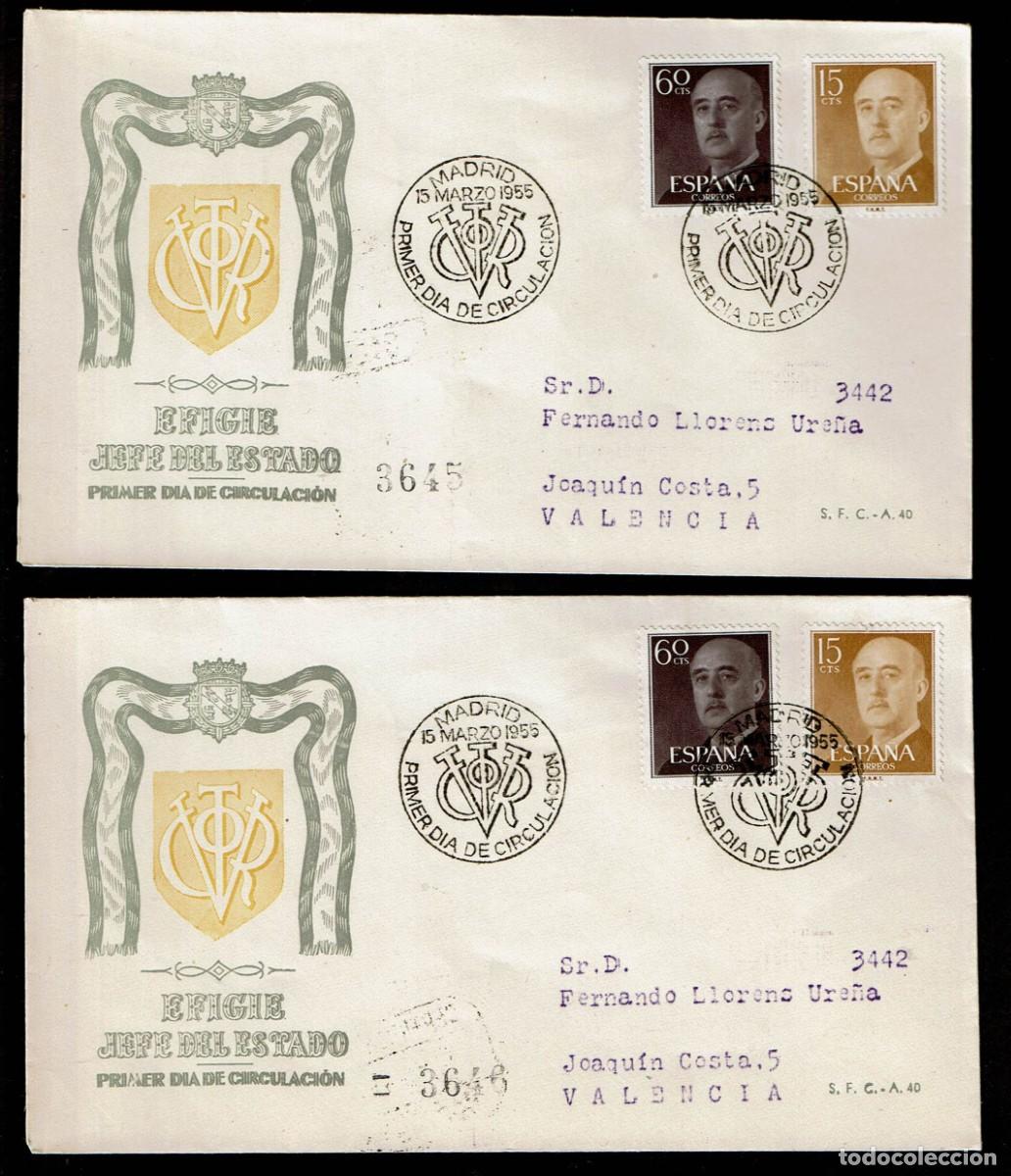 Sellos: SPD ESPA&Ntilde;A 1955 - GENERAL FRANCO, EDIFIL 1144 Y 1150