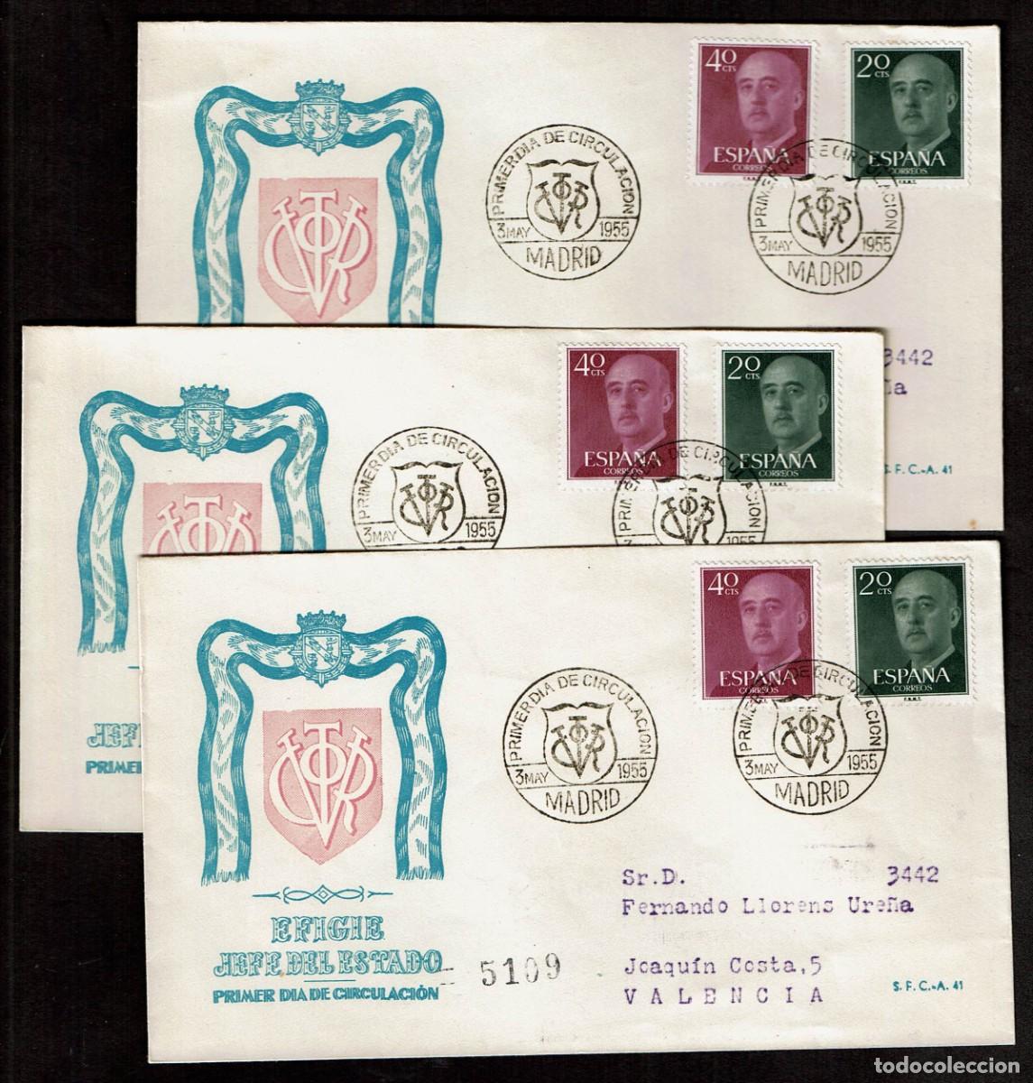 Sellos: SPD ESPA&Ntilde;A 1955 - GENERAL FRANCO, EDIFIL 1145 Y 1148