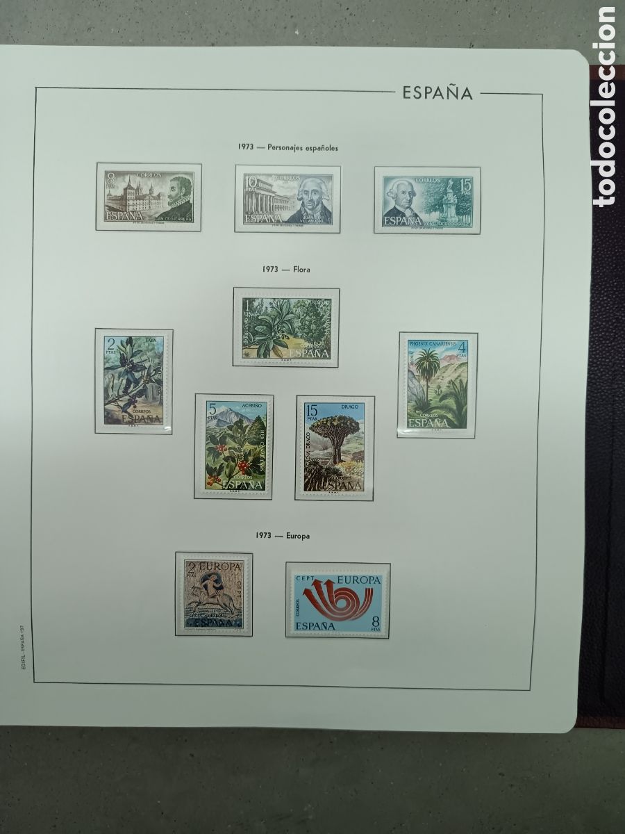 Sellos: A&Ntilde;O COMPLETO 1973 - SELLOS ESPA&Ntilde;A EN 5 HOJAS EDIFIL Y FILOESTUCHES MNH **